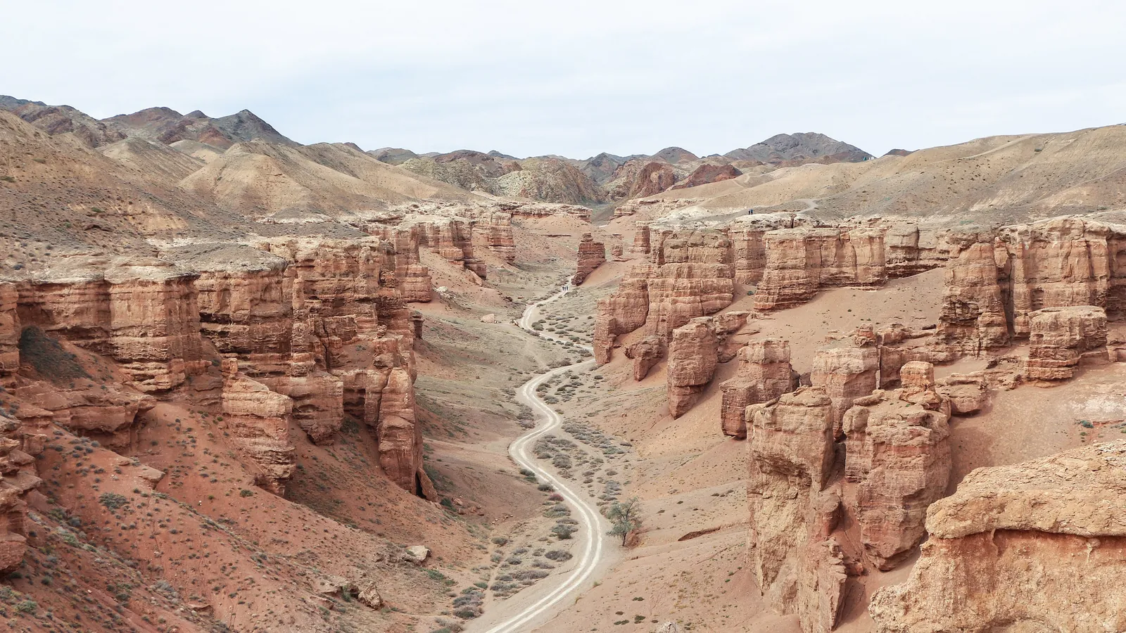 The red rock formations of the Valley of Castles in Charyn Canyon, east of Almaty