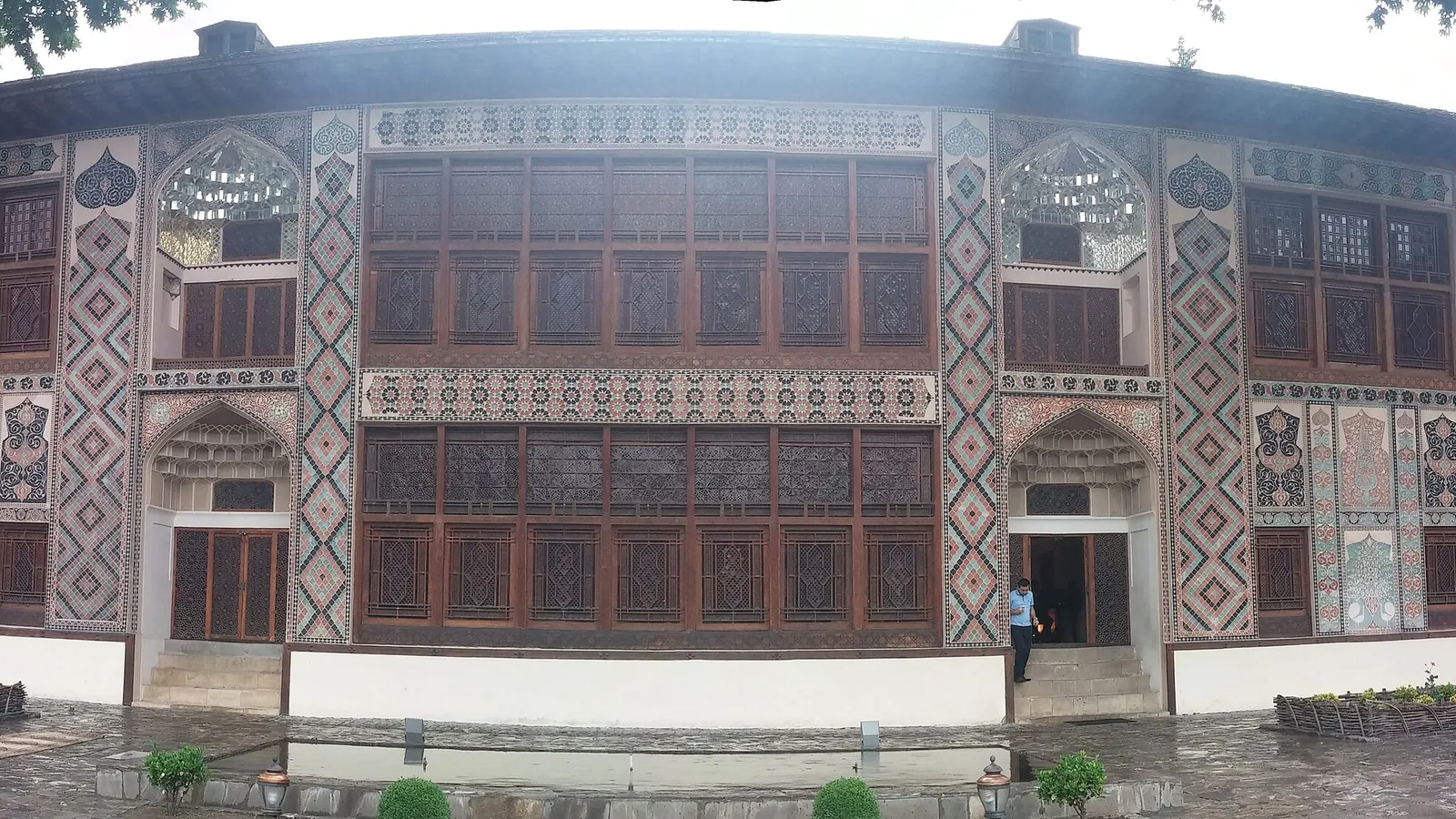 The Palace of the Sheki Khans, famous for its stained-glass shebeke windows and painted interiors