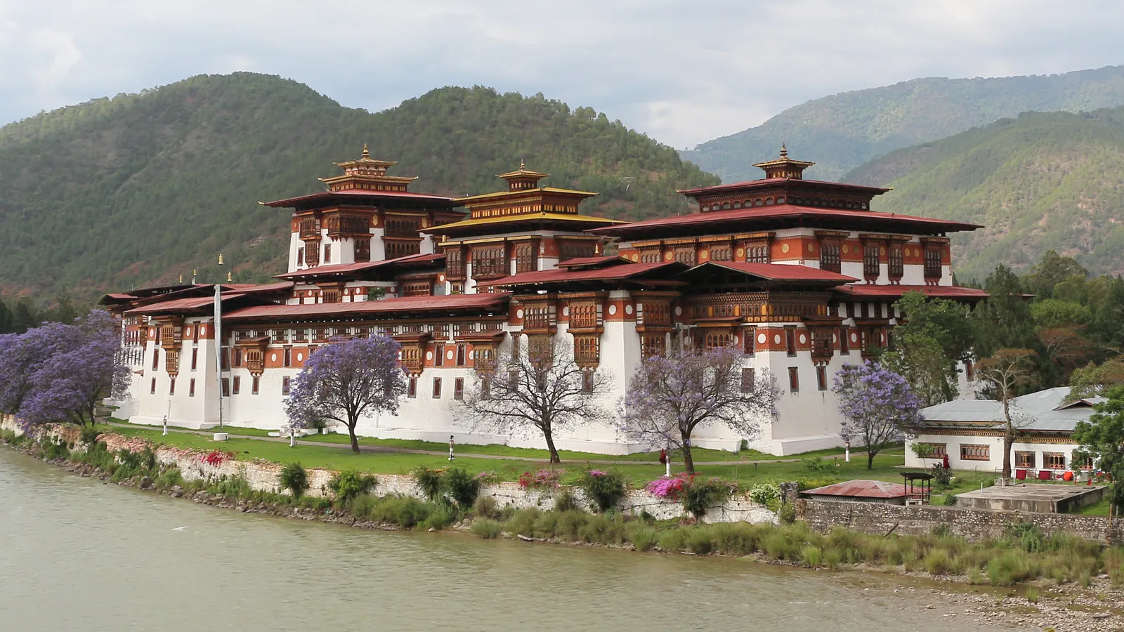 Punakha Dzong, the great fortress-monastery at the confluence of two rivers in Bhutan's Punakha valley