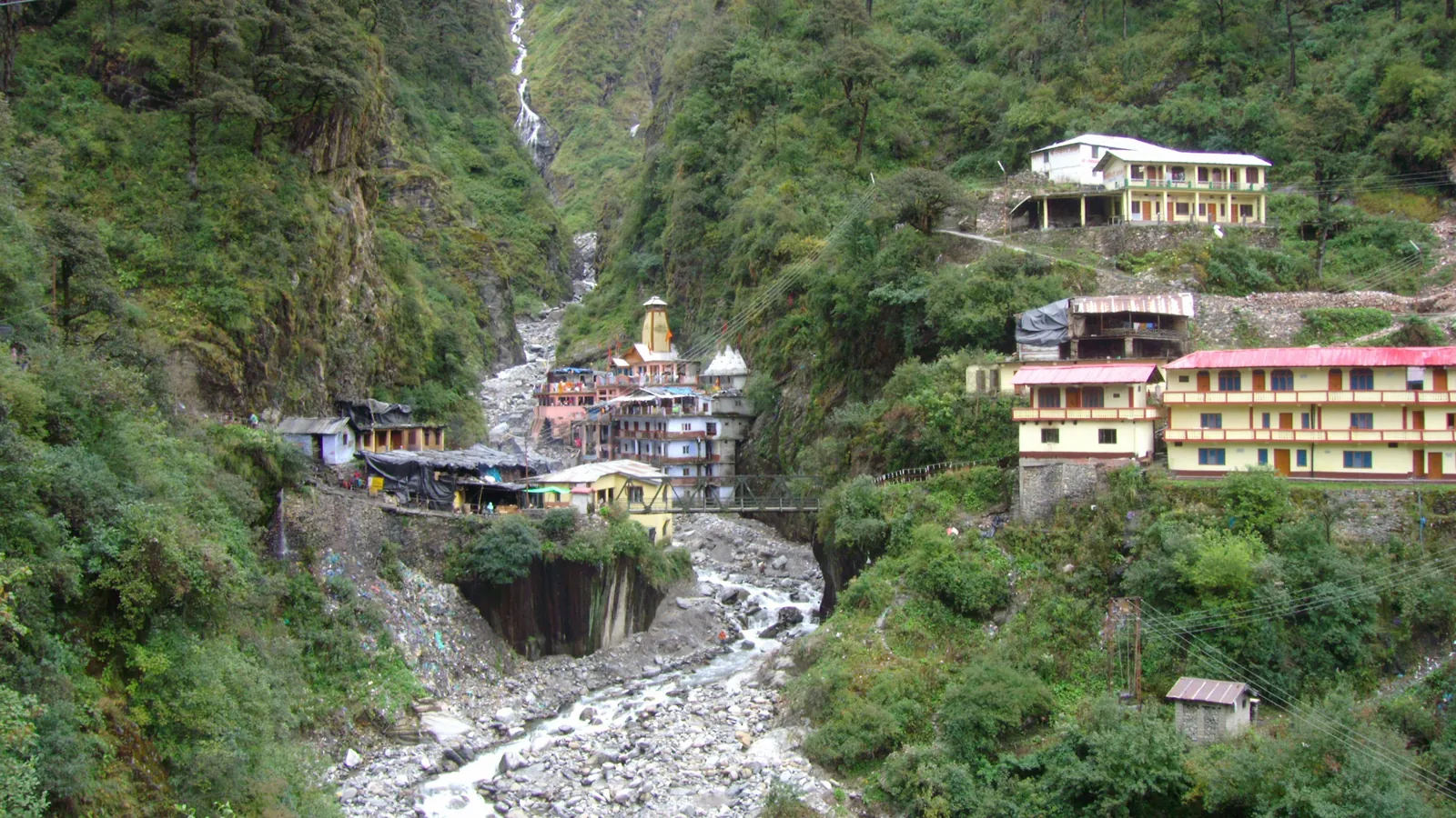 The Yamunotri Temple beside the Yamuna River high in the Garhwal Himalaya