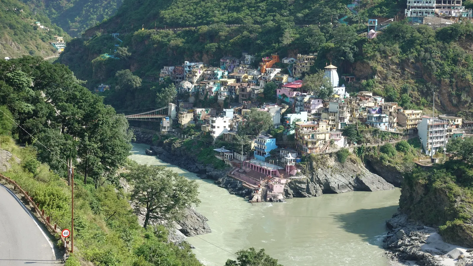 The confluence of the Alaknanda and Bhagirathi rivers at Devprayag, where the Ganga begins