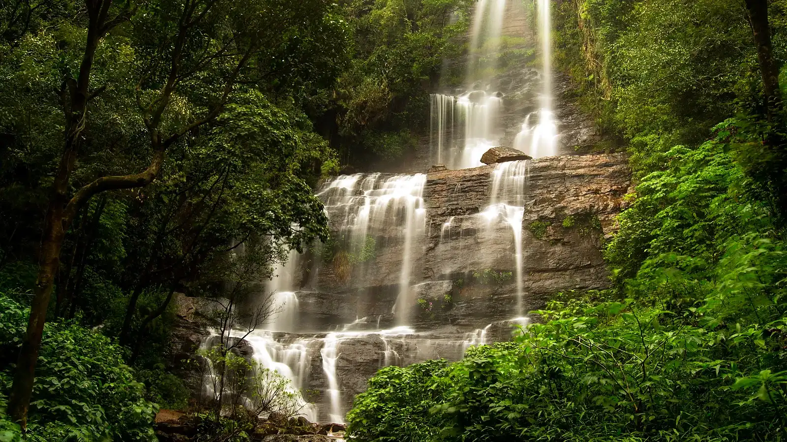 A waterfall in the forests of Chikmagalur district, fed by the heavy rains of the Western Ghats
