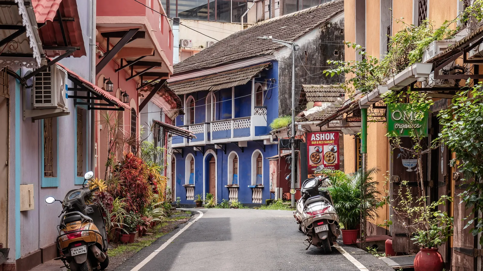 Colourful Portuguese-style houses in Fontainhas, the Latin Quarter of Panaji