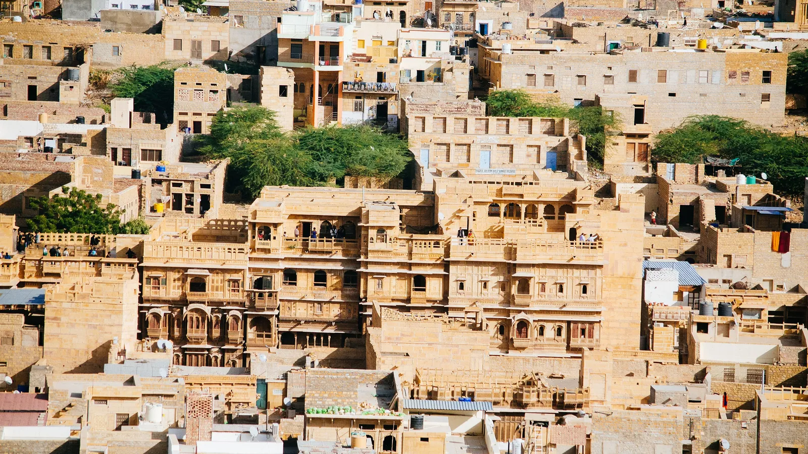 The carved sandstone houses and havelis of Jaisalmer's old city