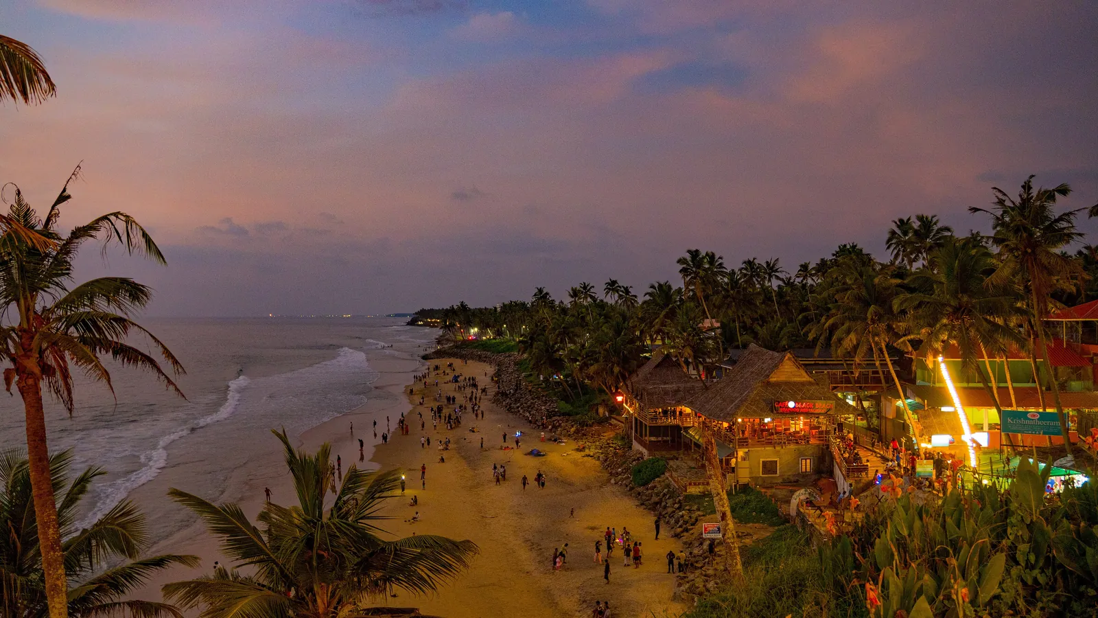 The red cliffs and beach at Varkala on Kerala's southern coast