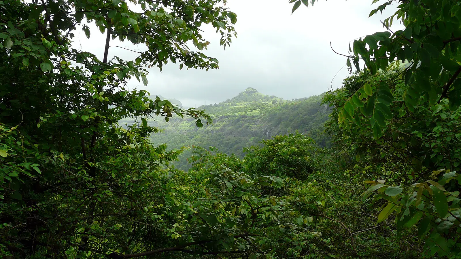 The view from the Khandala ghat over the valley, where the railway and road climb into the Sahyadri hills