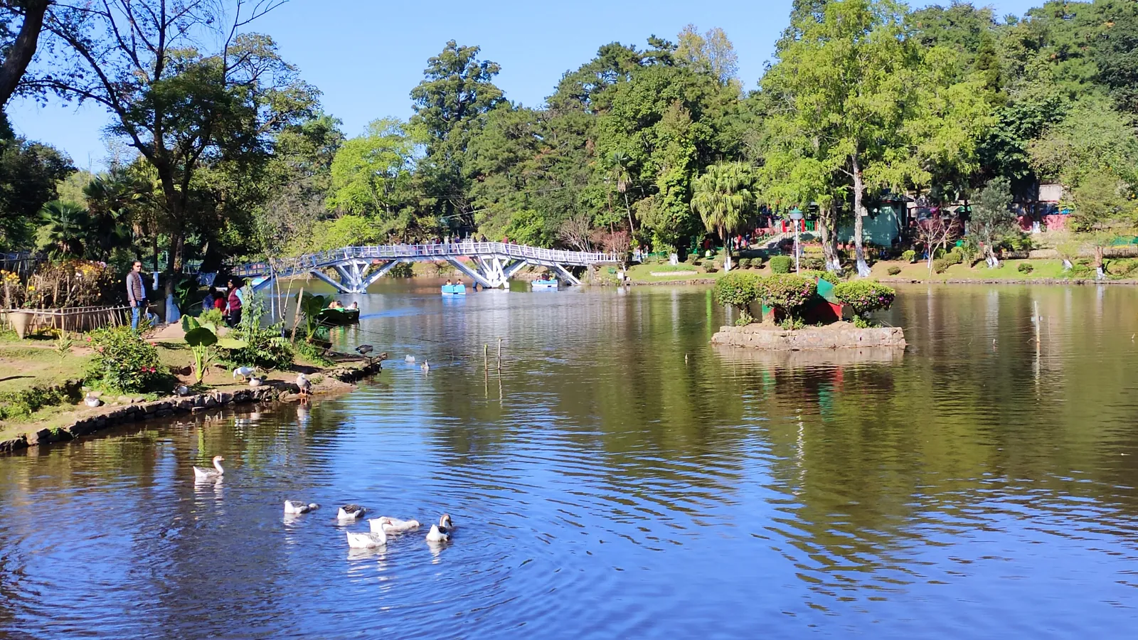 Ward's Lake with its arched bridge and gardens in Shillong