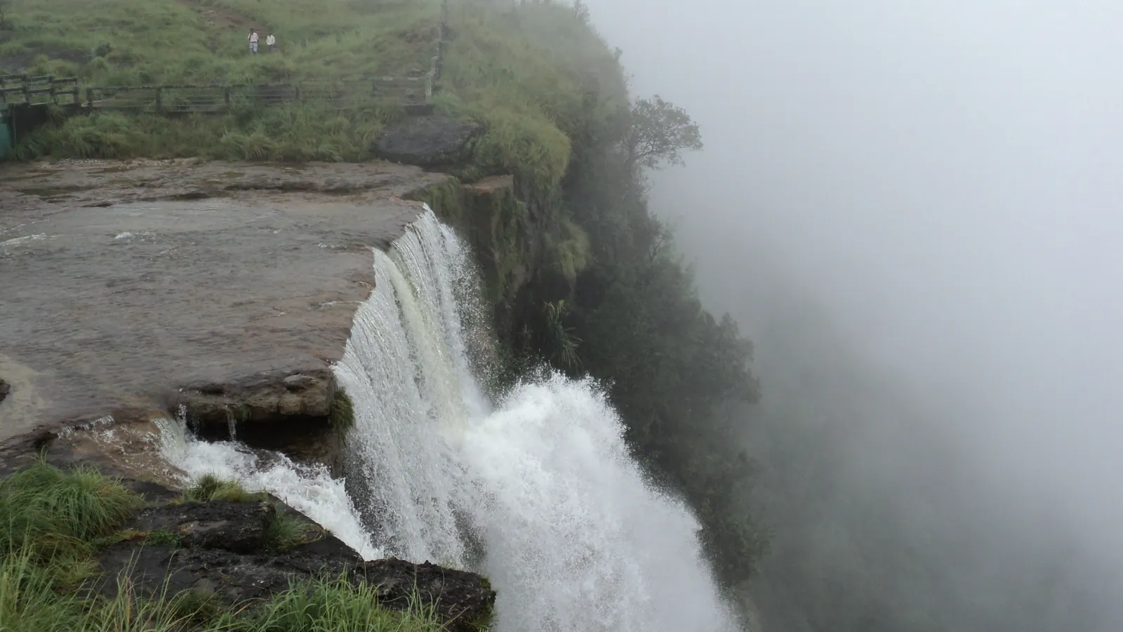Mist rises around the Seven Sisters Falls near Mawsmai in Cherrapunji