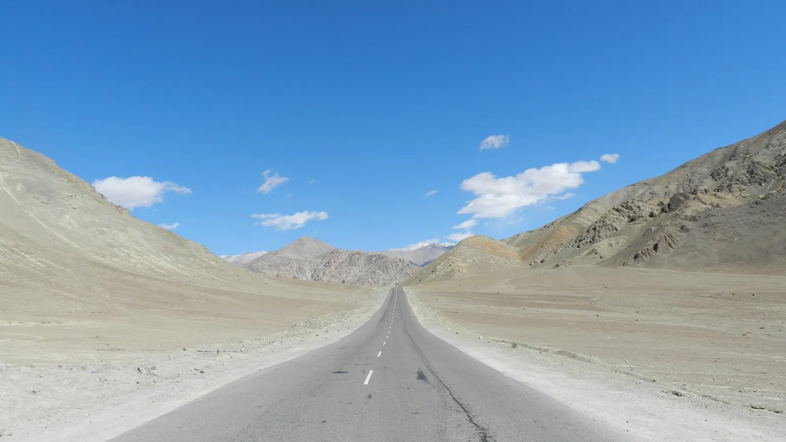 The Srinagar to Leh highway at Magnetic Hill in Ladakh, where an optical illusion makes cars appear to roll uphill