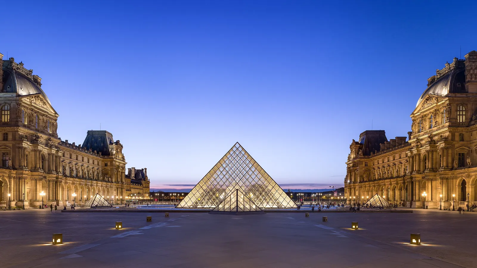 The glass pyramid entrance of the Louvre, the world's largest art museum