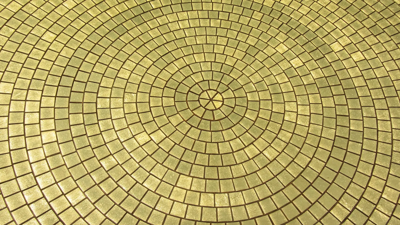 The golden discs that cover the Matrimandir at the heart of Auroville