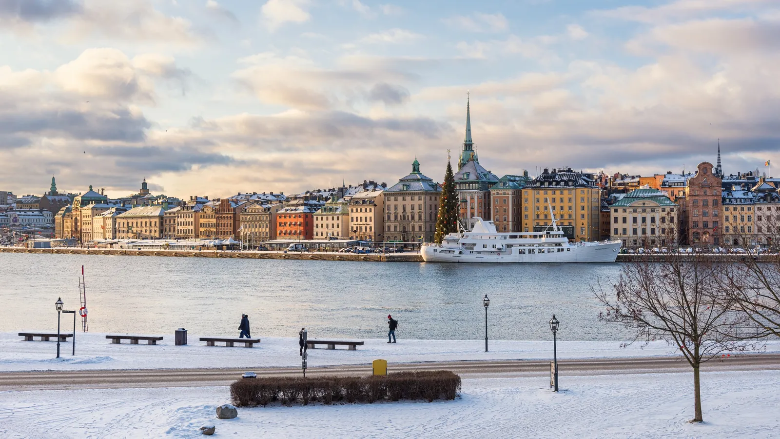The waterfront of Gamla Stan, Stockholm's old town, seen across the harbour from Skeppsholmen