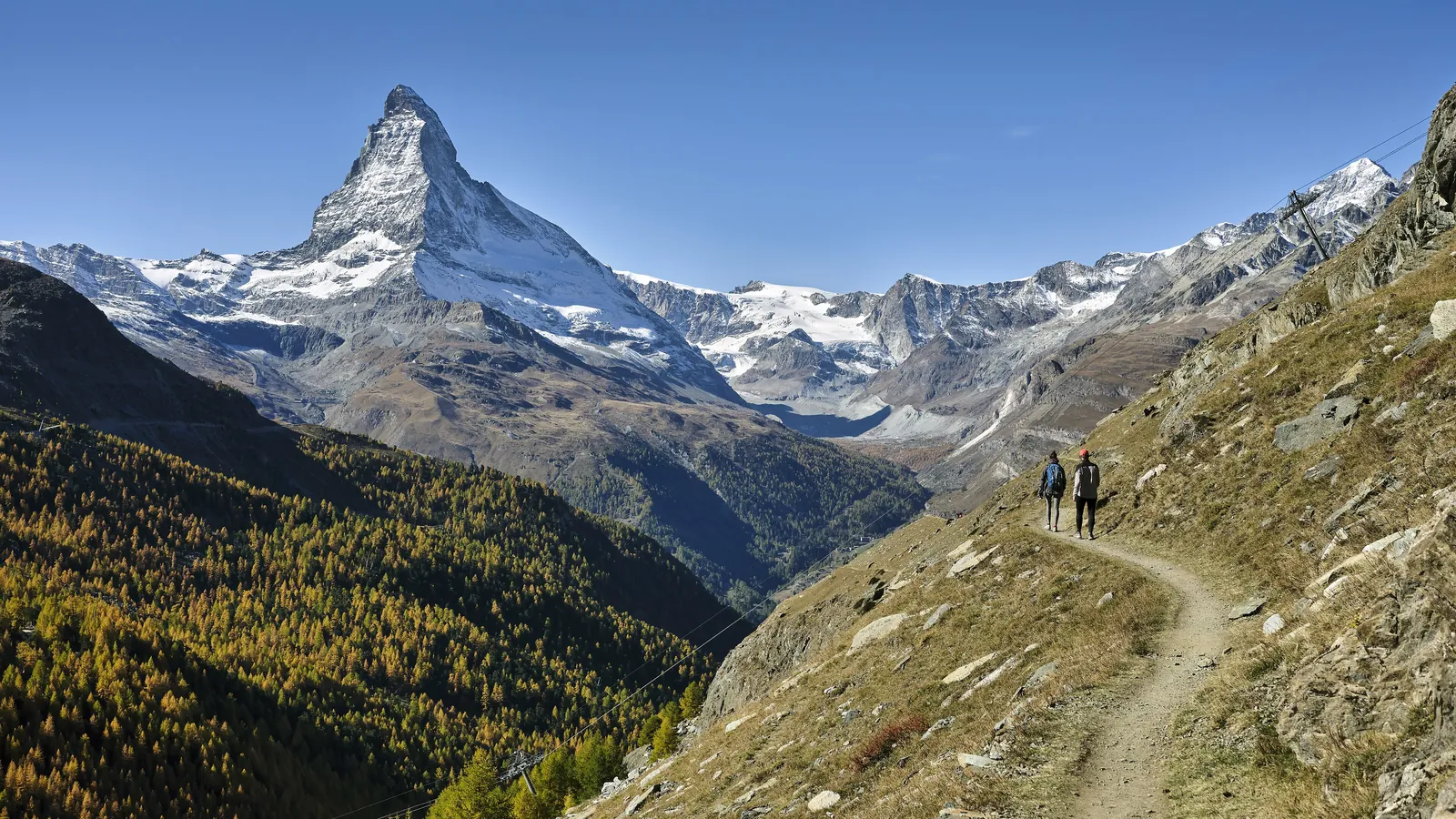 The Matterhorn rises above Zermatt in the Swiss Alps