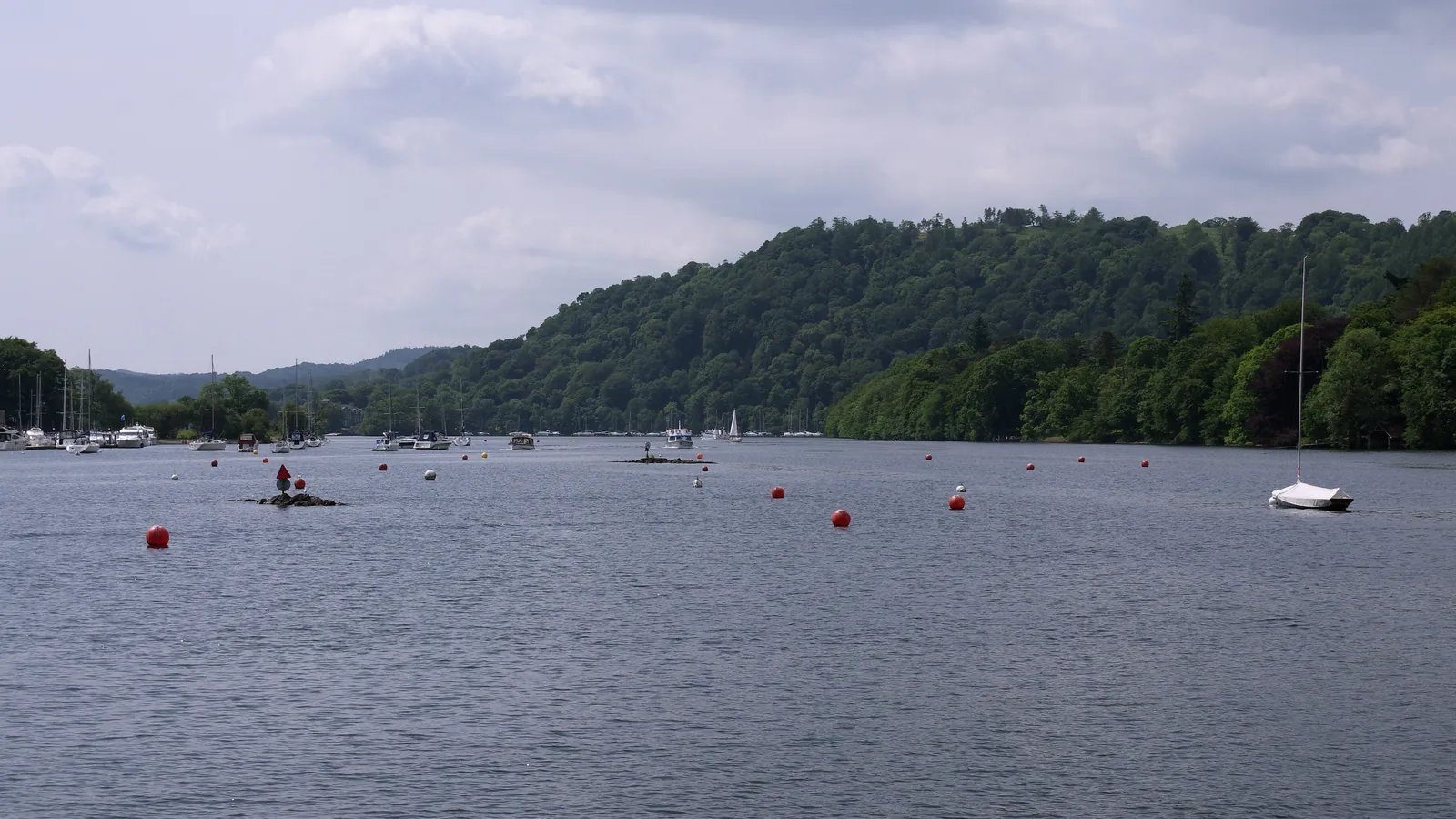 Boats moored at Bowness-on-Windermere on Lake Windermere, the largest natural lake in England