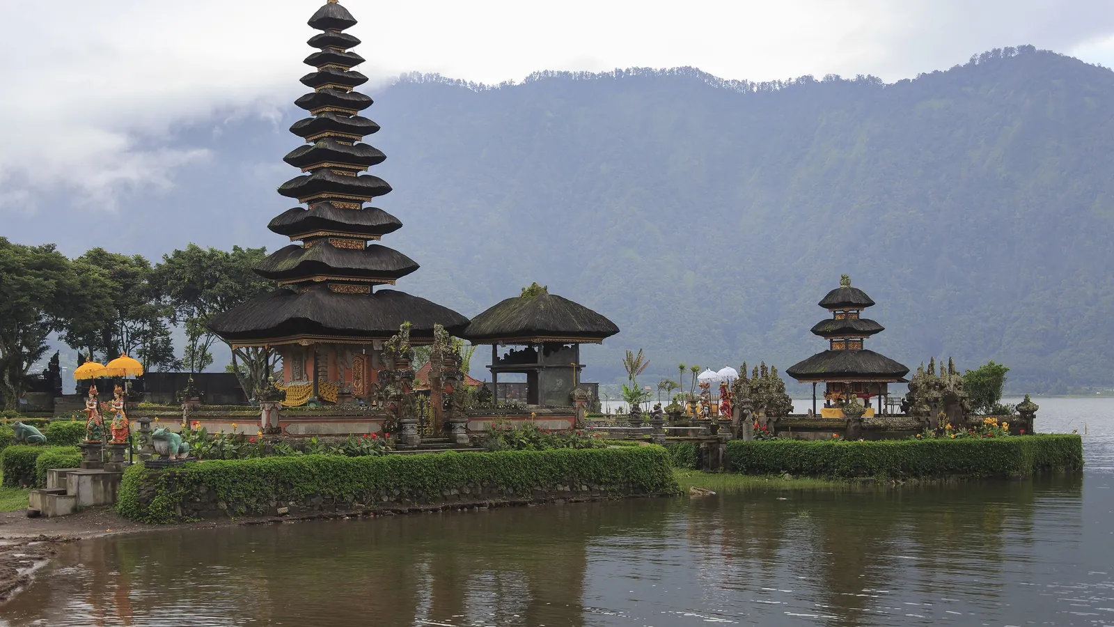 The Pura Ulun Danu Bratan water temple on Lake Bratan in the Balinese highlands