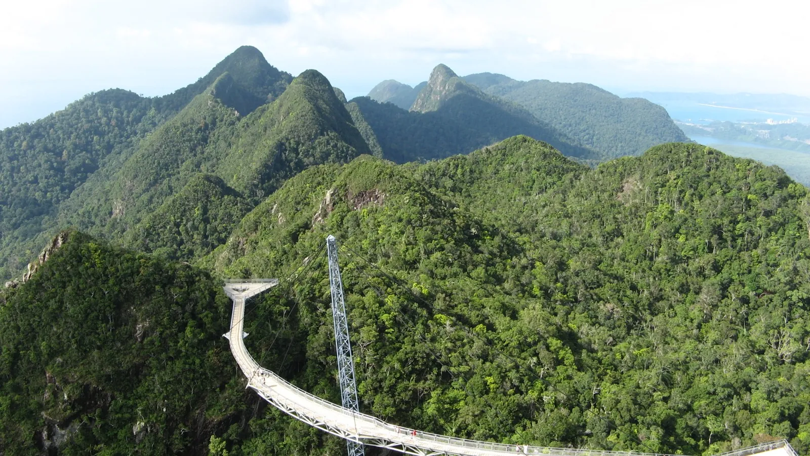 The Langkawi Sky Bridge curves above the rainforest canopy on Malaysia's Langkawi island